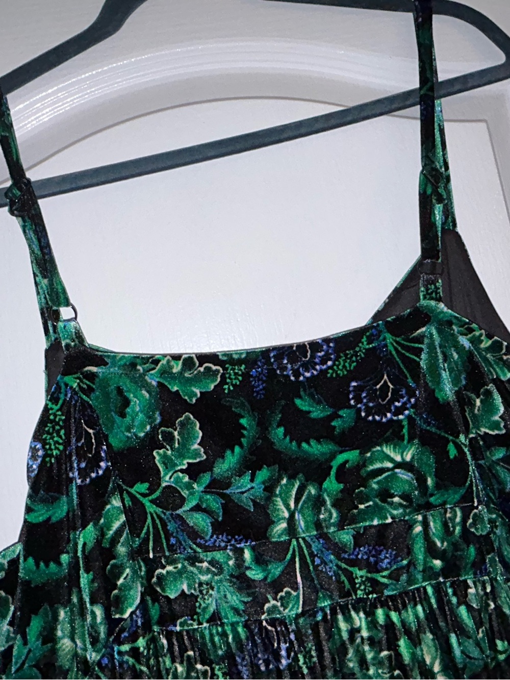 torrid Black Velvet Dress with Green Floral Print